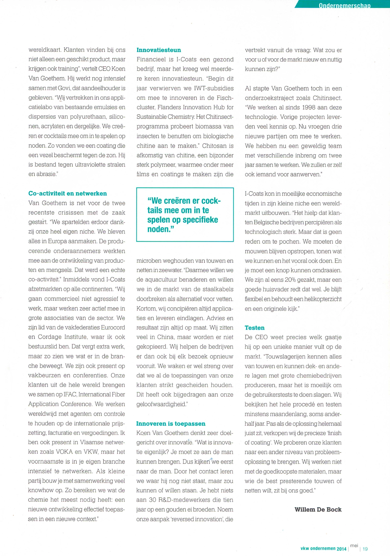 Etion article interview Koen Van Goethem CEO I-Coats