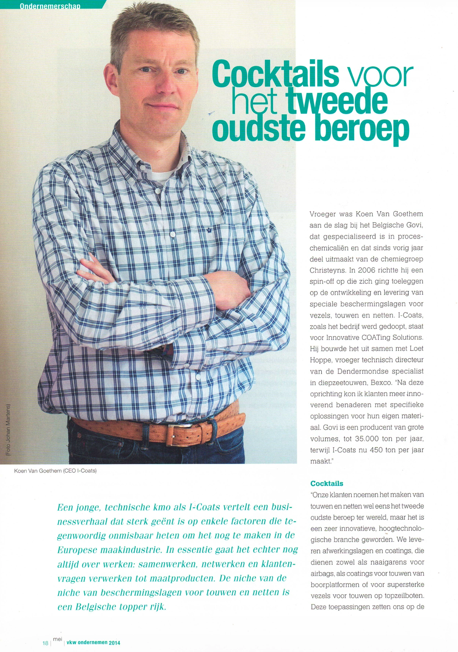Etion article interview Koen Van Goethem CEO I-Coats